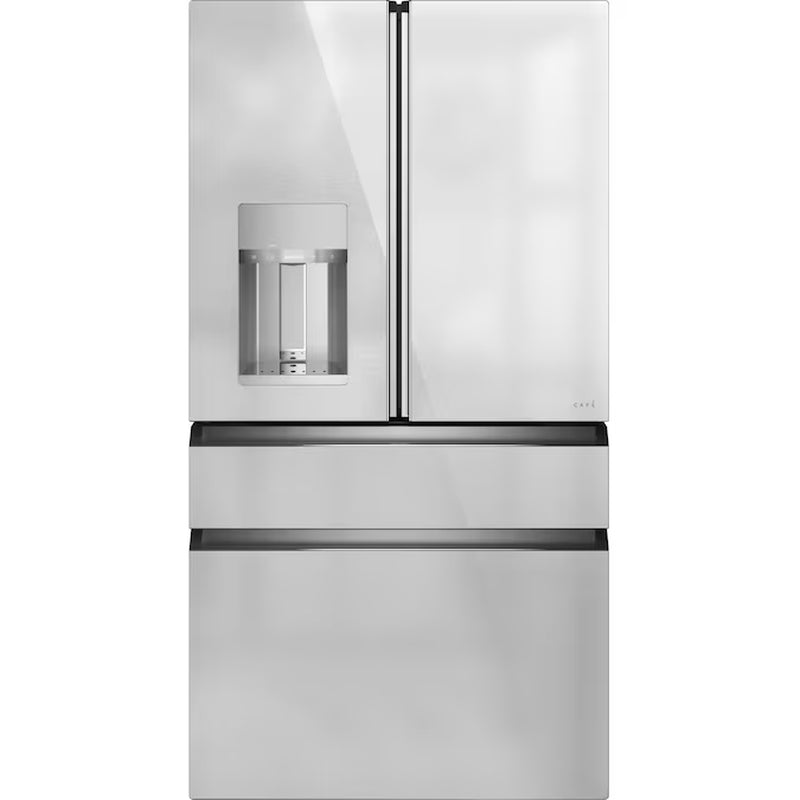 Standard-Depth Matte White with Brushed Bronze Handles 28.7-Cu Ft 4 -Door 36-In Wide Smart Compatible French Door Refrigerator with Ice Maker with Water Dispenser ( Matte White with Brushed Bronze Handles ) ENERGY STAR Certified
